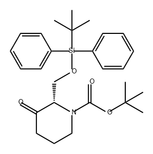 1-Piperidinecarboxylic acid, 2-[[[(1,1-dimethylethyl)diphenylsilyl]oxy]methyl]-3-oxo-, 1,1-dimethylethyl ester, (2S)- 구조식 이미지