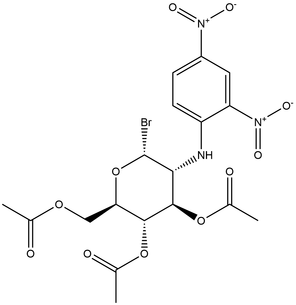 α-D-Glucopyranosyl bromide, 2-deoxy-2-[(2,4-dinitrophenyl)amino]-, 3,4,6-triacetate Structure