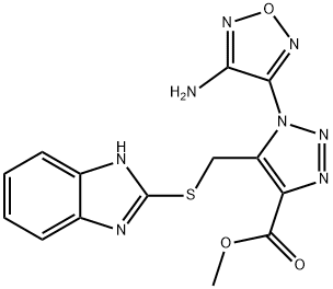 1H-1,2,3-Triazole-4-carboxylic acid, 1-(4-amino-1,2,5-oxadiazol-3-yl)-5-[(1H-benzimidazol-2-ylthio)methyl]-, methyl ester Structure