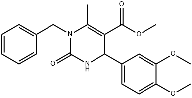 5-Pyrimidinecarboxylic acid, 4-(3,4-dimethoxyphenyl)-1,2,3,4-tetrahydro-6-methyl-2-oxo-1-(phenylmethyl)-, methyl ester Structure