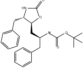 Carbamic acid, N-[(1S)-1-[[(4S,5S)-2-oxo-4-(phenylmethyl)-5-oxazolidinyl]methyl]-2-phenylethyl]-, 1,1-dimethylethyl ester Structure