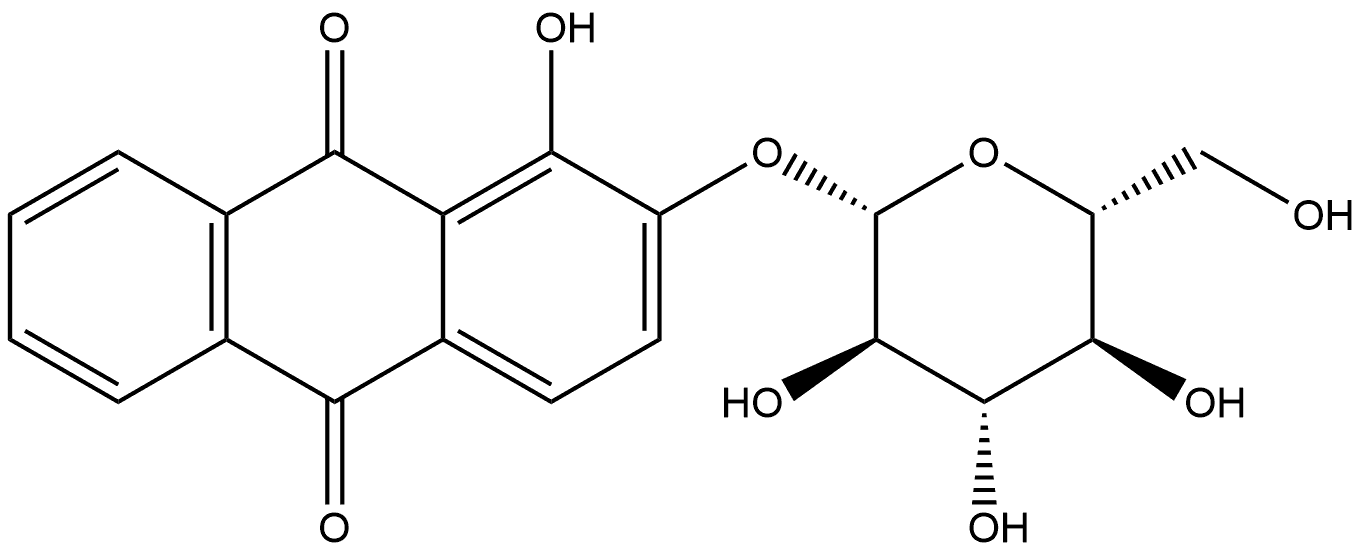 9,10-Anthracenedione, 2-(β-D-glucopyranosyloxy)-1-hydroxy- Structure