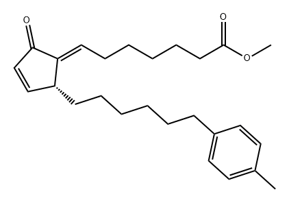 Heptanoic acid, 7-[(2R)-2-[6-(4-methylphenyl)hexyl]-5-oxo-3-cyclopenten-1-ylidene]-, methyl ester, (7E)- Structure