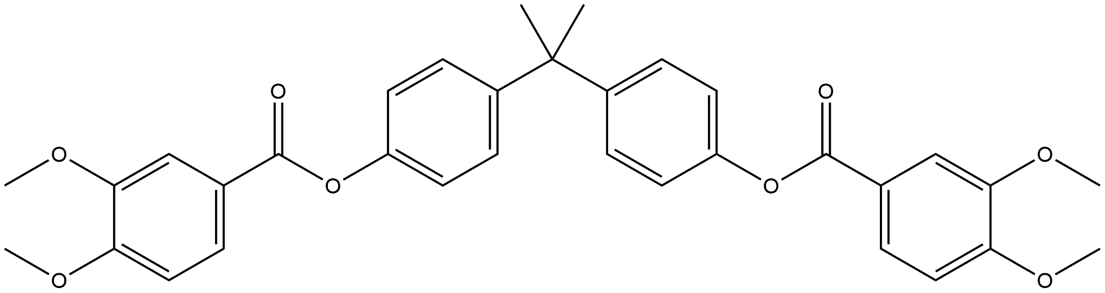 Benzoic acid, 3,4-dimethoxy-, (1-methylethylidene)di-4,1-phenylene ester Structure