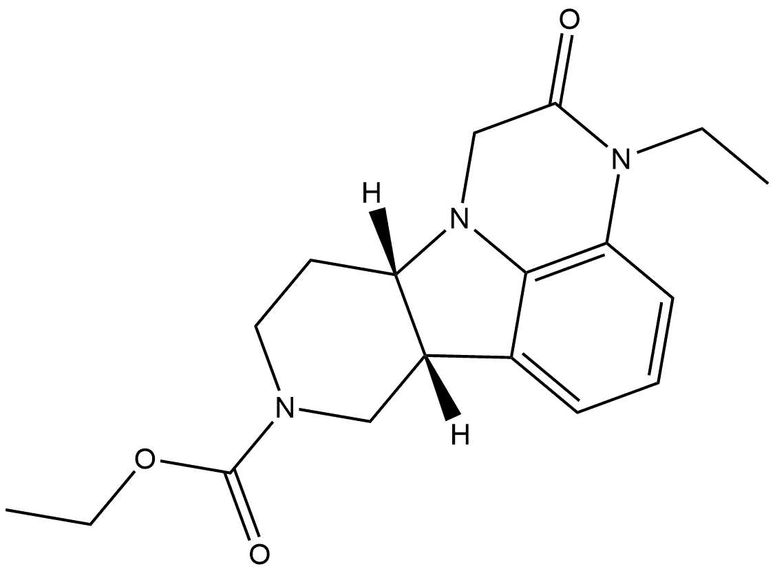 Ethyl (6bR,10aS)-3-ethyl-2,3,6b,9,10,10a-hexahydro-2-oxo-1H-pyrido[3′,4′:4,5]pyrrolo[1,2,3-de]quinoxaline-8(7H)-carboxylate 구조식 이미지