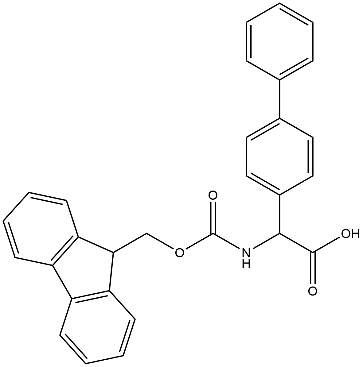 [1,1'-Biphenyl]-4-acetic acid, α-[[(9H-fluoren-9-ylmethoxy)carbonyl]amino]- 구조식 이미지