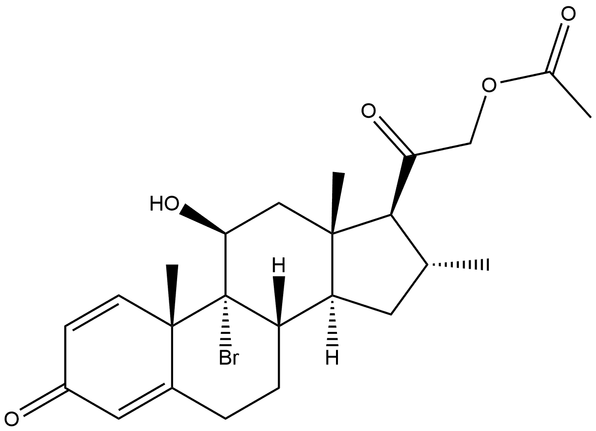 Pregna-1,4-diene-3,20-dione, 9-bromo-11β,21-dihydroxy-16α-methyl-, 21-acetate (8CI) Structure