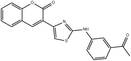 2H-1-Benzopyran-2-one, 3-[2-[(3-acetylphenyl)amino]-4-thiazolyl]- Structure