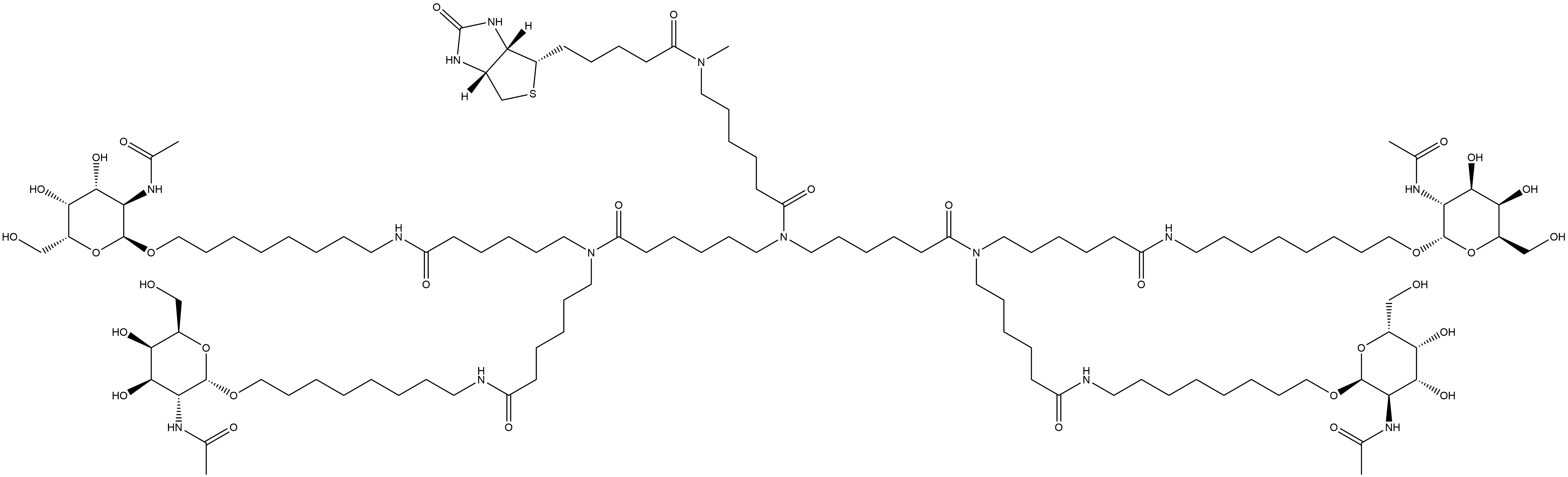 (3aS,4S,6aR)-N-[6-[Bis[6-[bis[6-[[8-[[2-(acetylamino)-2-deoxy-α-D-galactopyranosyl]oxy]octyl]amino]-6-oxohexyl]amino]-6-oxohexyl]amino]-6-oxohexyl]hexahydro-N-methyl-2-oxo-1H-thieno[3,4-d]imidazole-4-pentanamide Structure