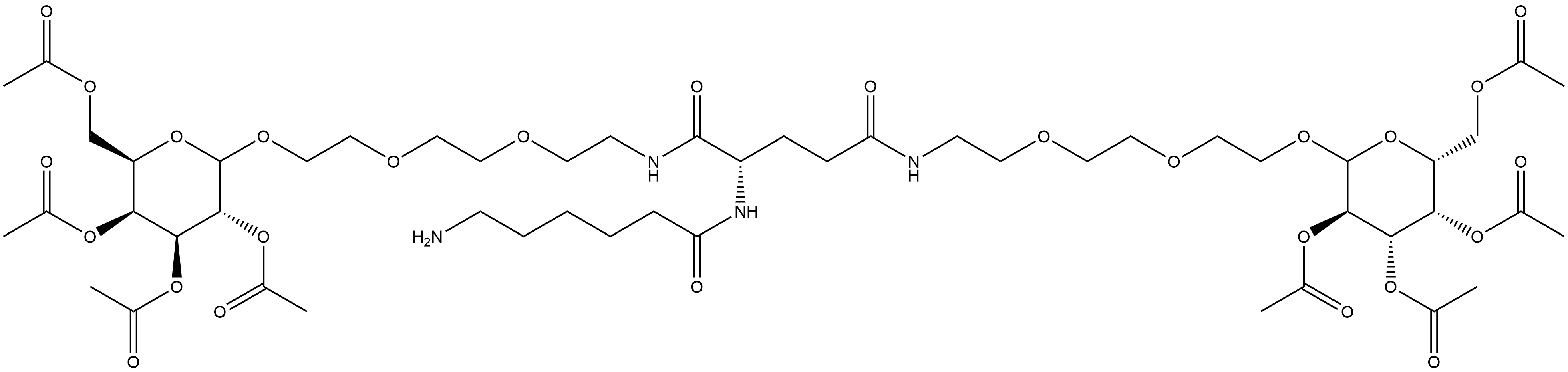 (2S)-2-[(6-amino-1-oxohexyl)amino]-N,N'-bis[2-[2-[2-[(2,3,4,6-tetra-O-acetyl-D-galactopyranosyl)oxy]ethoxy]ethoxy]ethyl]-Pentanediamide Structure