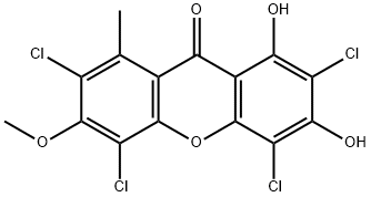 9H-Xanthen-9-one, 2,4,5,7-tetrachloro-1,3-dihydroxy-6-methoxy-8-methyl- Structure