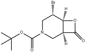 7-Oxa-3-azabicyclo[4.2.0]octane-3-carboxylic acid, 5-bromo-8-oxo-, 1,1-dimethylethyl ester, (1S,5S,6S)- Structure