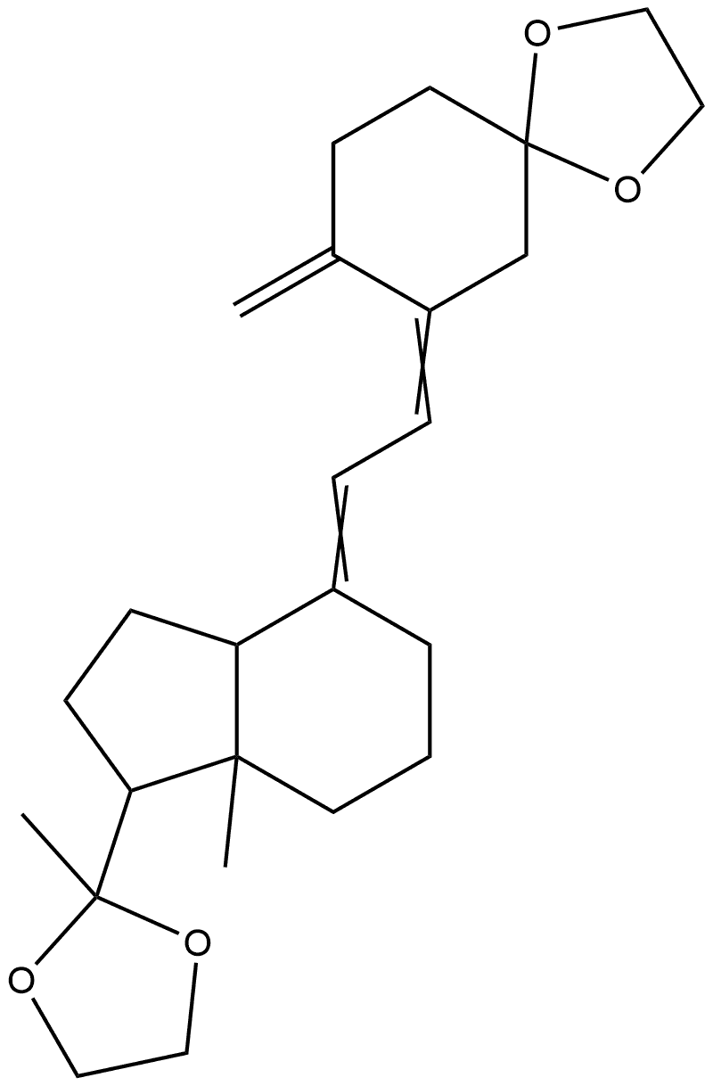 1,4-Dioxaspiro[4.5]decane, 8-methylene-7-[[octahydro-7a-methyl-1-(2-methyl-1,3-dioxolan-2-yl)-4H-inden-4-ylidene]ethylidene]- (9CI) Structure