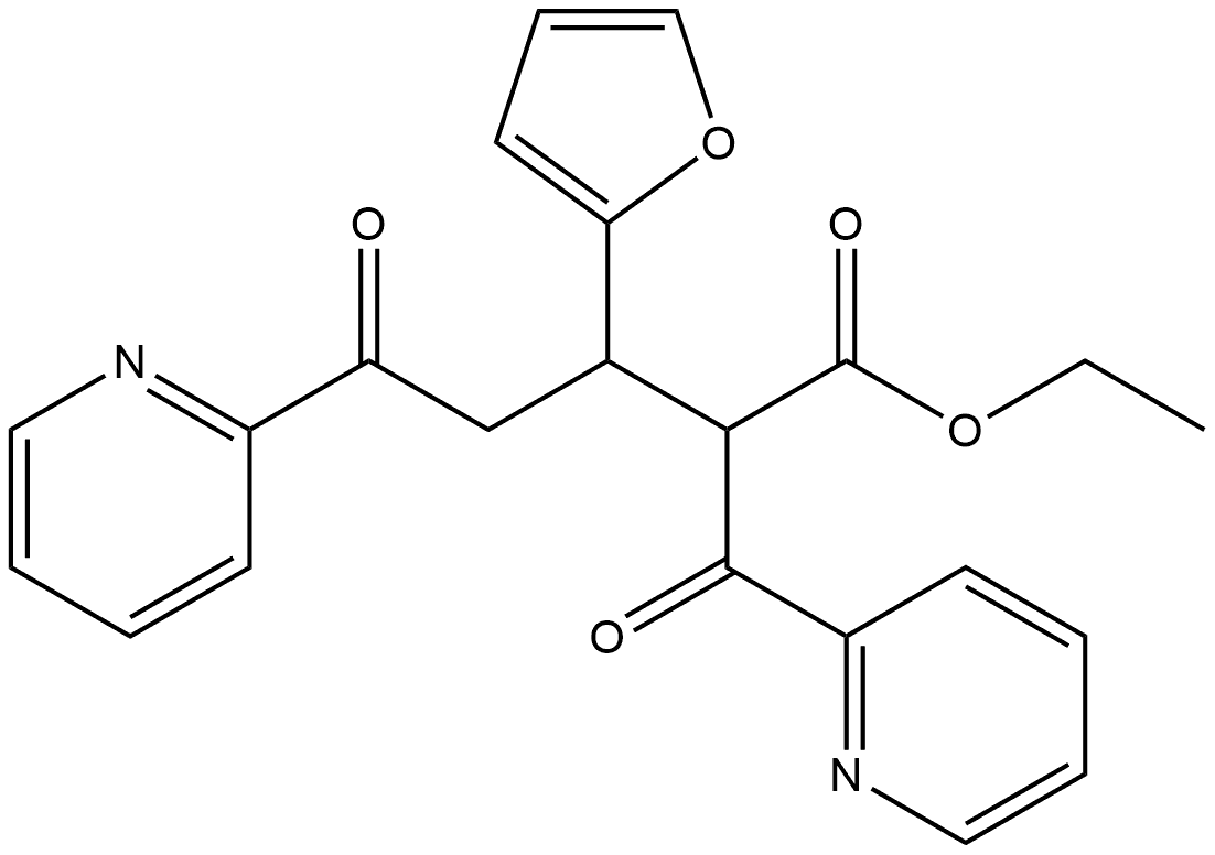 2-Pyridinepentanoic acid, β-2-furanyl-δ-oxo-α-(2-pyridinylcarbonyl)-, ethyl ester Structure