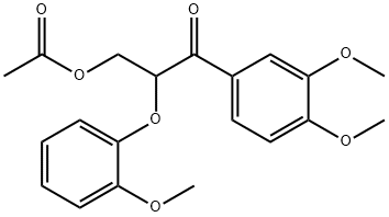 1-Propanone, 3-(acetyloxy)-1-(3,4-dimethoxyphenyl)-2-(2-methoxyphenoxy)- 구조식 이미지