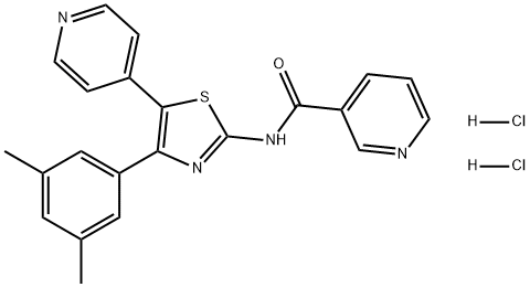 3-Pyridinecarboxamide, N-[4-(3,5-dimethylphenyl)-5-(4-pyridinyl)-2-thiazolyl]-, hydrochloride (1:2) Structure