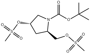 1-Pyrrolidinecarboxylic acid, 4-[(methylsulfonyl)oxy]-2-[[(methylsulfonyl)oxy]methyl]-, 1,1-dimethylethyl ester, (2R,4S)- 구조식 이미지