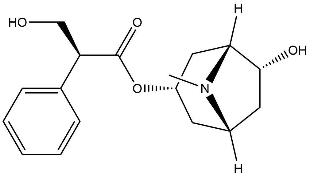 Benzeneacetic acid, α-(hydroxymethyl)-, (1R,3S,5R,6R)-6-hydroxy-8-methyl-8-azabicyclo[3.2.1]oct-3-yl ester, (αS)- Structure