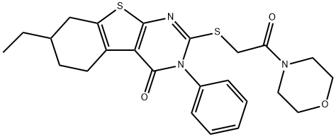 7-ethyl-2-(2-morpholin-4-yl-2-oxoethyl)sulfanyl-3-phenyl-5,6,7,8-tetrahydro-[1]benzothiolo[2,3-d]pyrimidin-4-one 구조식 이미지