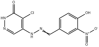 Benzaldehyde, 4-hydroxy-3-nitro-, 2-(5-chloro-1,6-dihydro-6-oxo-4-pyridazinyl)hydrazone 구조식 이미지