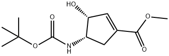 1-Cyclopentene-1-carboxylic acid, 4-[[(1,1-dimethylethoxy)carbonyl]amino]-3-hydroxy-, methyl ester, (3R,4S)- Structure