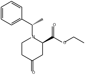 2-Piperidinecarboxylic acid, 4-oxo-1-[(1S)-1-phenylethyl]-, ethyl ester, (2R)- Structure