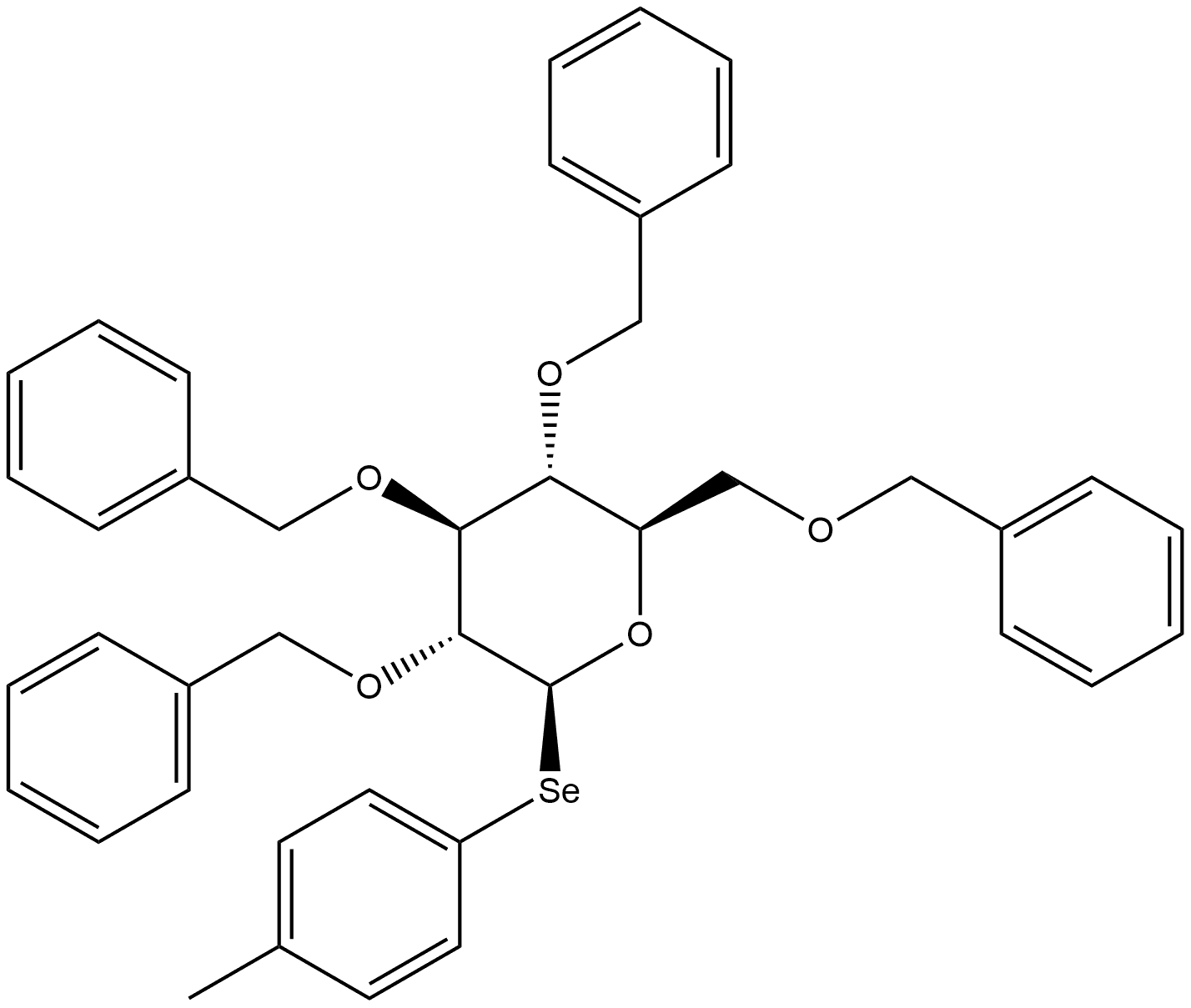 β-D-Glucopyranoside, 4-methylphenyl 2,3,4,6-tetrakis-O-(phenylmethyl)-1-seleno- Structure