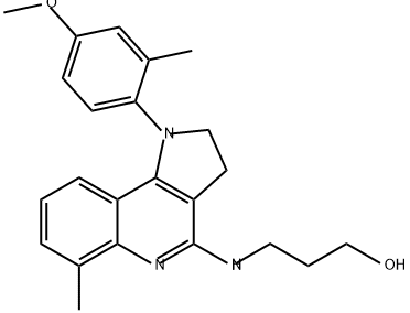 1-Propanol, 3-[[2,3-dihydro-1-(4-methoxy-2-methylphenyl)-6-methyl-1H-pyrrolo[3,2-c]quinolin-4-yl]amino]- 구조식 이미지