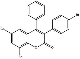 2H-1-Benzopyran-2-one, 8-bromo-3-(4-bromophenyl)-6-chloro-4-phenyl- Structure