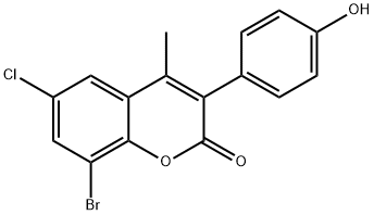 2H-1-Benzopyran-2-one, 8-bromo-6-chloro-3-(4-hydroxyphenyl)-4-methyl- Structure