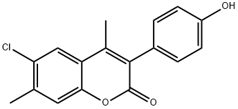 2H-1-Benzopyran-2-one, 6-chloro-3-(4-hydroxyphenyl)-4,7-dimethyl- Structure