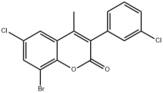 2H-1-Benzopyran-2-one, 8-bromo-6-chloro-3-(3-chlorophenyl)-4-methyl- Structure