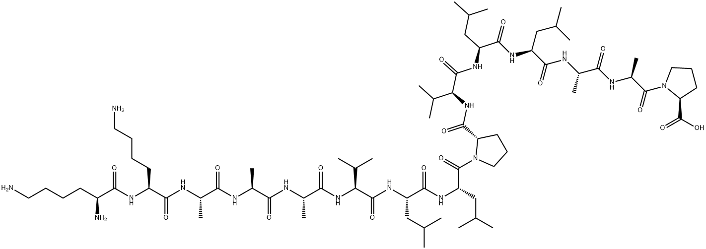 L-Proline, L-lysyl-L-lysyl-L-alanyl-L-alanyl-L-alanyl-L-valyl-L-leucyl-L-leucyl-L-prolyl-L-valyl-L-leucyl-L-leucyl-L-alanyl-L-alanyl- Structure