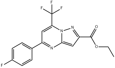 Pyrazolo[1,5-a]pyrimidine-2-carboxylic acid, 5-(4-fluorophenyl)-7-(trifluoromethyl)-, ethyl ester 구조식 이미지