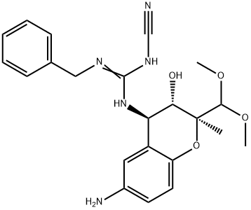 Guanidine, N-[(2S,3S,4R)-6-amino-2-(dimethoxymethyl)-3,4-dihydro-3-hydroxy-2-methyl-2H-1-benzopyran-4-yl]-N'-cyano-N''-(phenylmethyl)- Structure