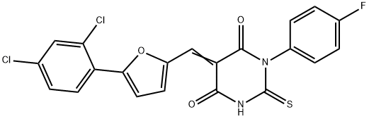 (5Z)-5-[[5-(2,4-dichlorophenyl)furan-2-yl]methylidene]-1-(4-fluorophenyl)-2-sulfanylidene-1,3-diazinane-4,6-dione Structure