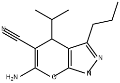 Pyrano[2,3-c]pyrazole-5-carbonitrile, 6-amino-1,4-dihydro-4-(1-methylethyl)-3-propyl- Structure