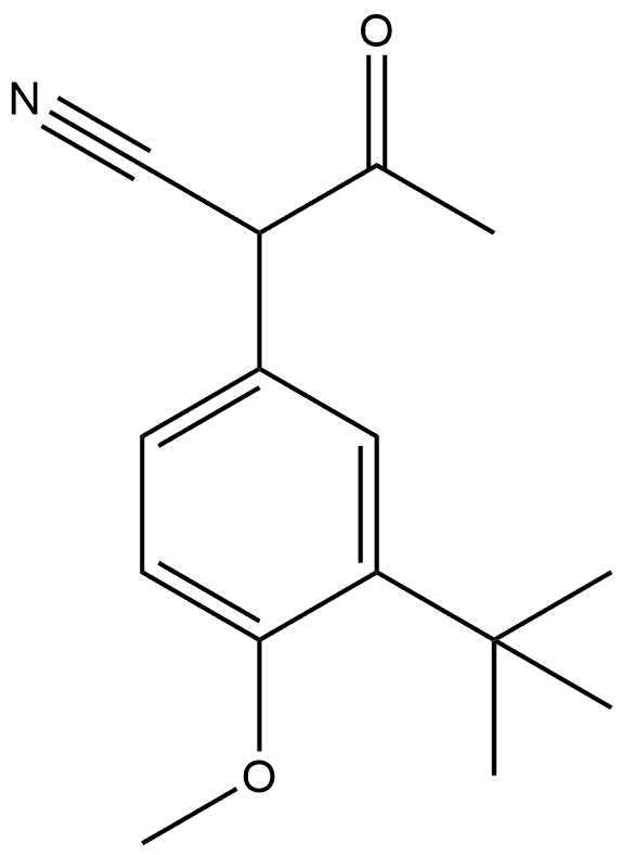 Benzeneacetonitrile, α-acetyl-3-(1,1-dimethylethyl)-4-methoxy- Structure