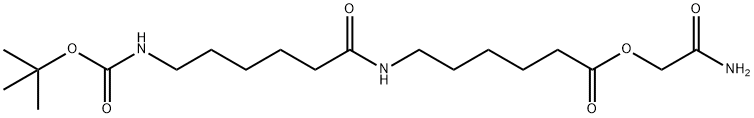 Hexanoic acid, 6-[[6-[[(1,1-dimethylethoxy)carbonyl]amino]-1-oxohexyl]amino]-, 2-amino-2-oxoethyl ester Structure