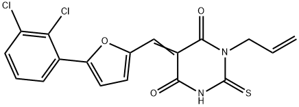 4,6(1H,5H)-Pyrimidinedione, 5-[[5-(2,3-dichlorophenyl)-2-furanyl]methylene]dihydro-1-(2-propen-1-yl)-2-thioxo- Structure