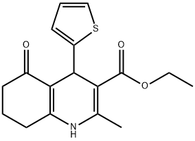 2-methyl-5-oxo-4-(thiophen-2-yl)-1,4,5,6,7,8-hexahydroquinoline-3-carboxylic acid ethyl ester Structure