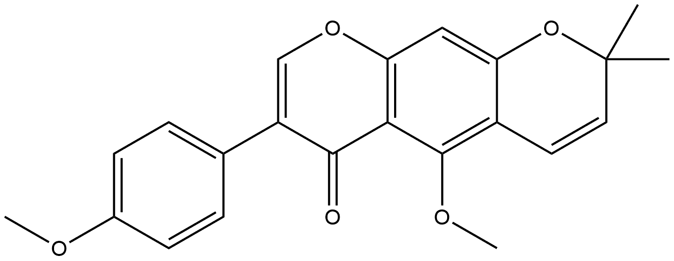 5-Methoxy-7-(4-methoxyphenyl)-2,2-dimethyl-2H,6H-benzo[1,2-b:5,4-b′]dipyran-6-one Structure