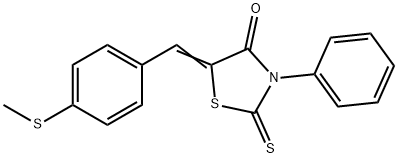 (5Z)-5-[(4-methylsulfanylphenyl)methylidene]-3-phenyl-2-sulfanylidene-1,3-thiazolidin-4-one 구조식 이미지