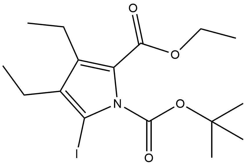 1-tert-butyl 2-ethyl 3,4-diethyl-5-iodo-1H-pyrrole-1,2-dicarboxylate Structure