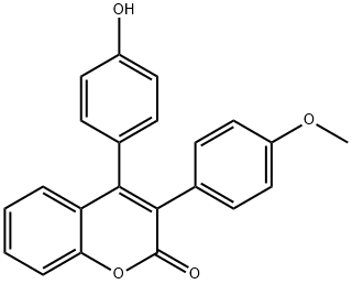 2H-1-Benzopyran-2-one, 4-(4-hydroxyphenyl)-3-(4-methoxyphenyl)- 구조식 이미지
