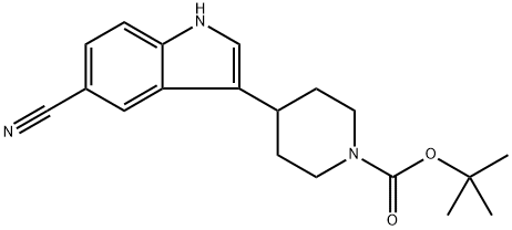 1-Piperidinecarboxylic acid, 4-(5-cyano-1H-indol-3-yl)-, 1,1-dimethylethyl ester Structure