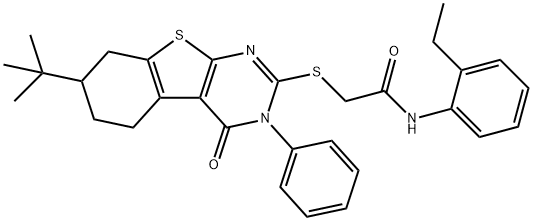 2-[(7-tert-butyl-4-oxo-3-phenyl-5,6,7,8-tetrahydro-[1]benzothiolo[2,3-d]pyrimidin-2-yl)sulfanyl]-N-(2-ethylphenyl)acetamide Structure