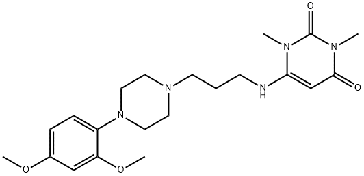 2,4(1H,3H)-Pyrimidinedione, 6-[[3-[4-(2,4-dimethoxyphenyl)-1-piperazinyl]propyl]amino]-1,3-dimethyl- 구조식 이미지