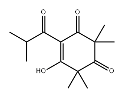 4-Cyclohexene-1,3-dione, 5-hydroxy-2,2,6,6-tetramethyl-4-(2-methyl-1-oxopropyl)- Structure