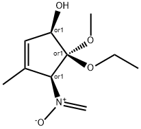 2-Cyclopenten-1-ol,5-ethoxy-5-methoxy-3-methyl-4-(methyleneoxidoamino)-,(1R,4S,5S)-rel-(9CI) Structure